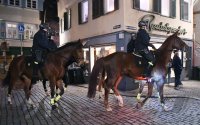 Grosses Polizeiaufgebot bei einer Demo in der Tuebinger Altstadt