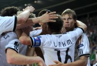 Fussball International EM 2012 Qualifikationsspiel: JUBEL Andre SCHUERRLE , Philipp LAHM , Holger BADSTUBER (v.li., Deutschland)