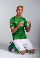 Fussball 1. Bundesliga, Saison 2012/2013, Werder Bremen: Nils Petersen im exklusiven Pressefoto ULMER Fotoshooting
