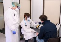 Corona: Container Ambulanz Tuebingen, Covid 19 Versorgung auf dem Tuebinger Festplatz