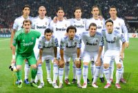 Fussball Champions League  Saison 2010/2011: (v. li. hinten) SAMI KHEDIRA, PEPE, SERGIO RAMOS, XABI ALONSO OLANO, RICARDO CARVALHO, CRISTIANO RONALDO (v. li. unten) IKER CASILLAS, ANGEL DI MARIA, MARCELO VIEIRA, GONZALO HIGUAIN, Mesut OEZIL